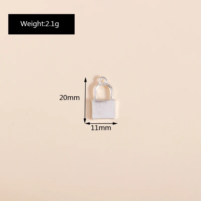 Leslie 10 Stück/Set Trendige Legierung Silberfarbene Vorhängeschloss-Anhänger für Armbänder Halsketten DIY Handgemachtes Schmuckzubehör – Detail 3
