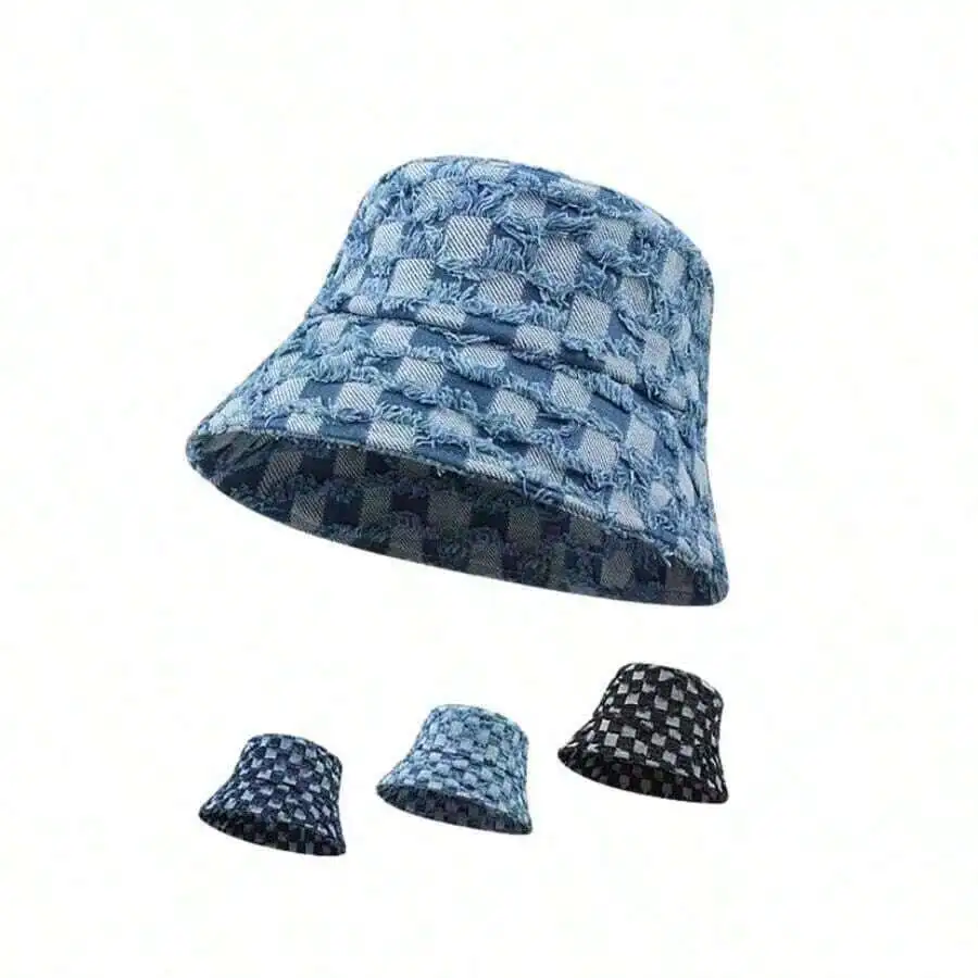 Fashionable Plaid Bucket Hat For Outdoor Sports Street Wear