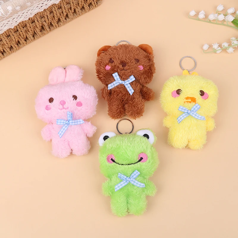 New Cartoon 1PC Mini 4 Animal Little Bear Rabbit Frog Chicken Stuffed Plush Toy Plush Animal Keychain Decorate view 6