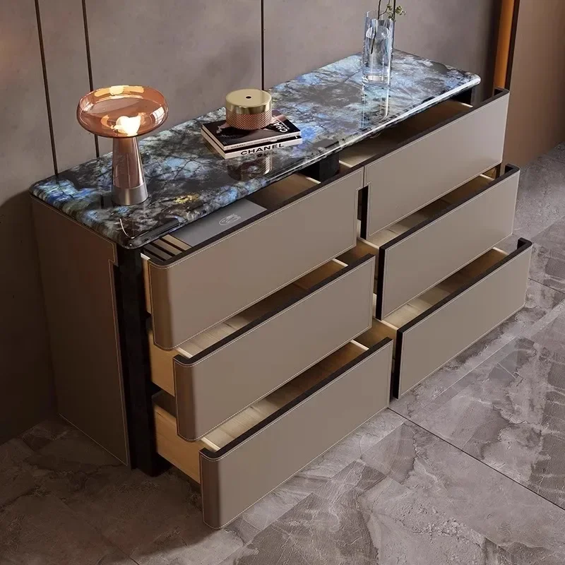 

Luxury Marble Saddle Leather Dining Side Storage Locker Shoerack Shoe Rack Shoes Organizer Crack Shelves Dresser Cabinets Modern