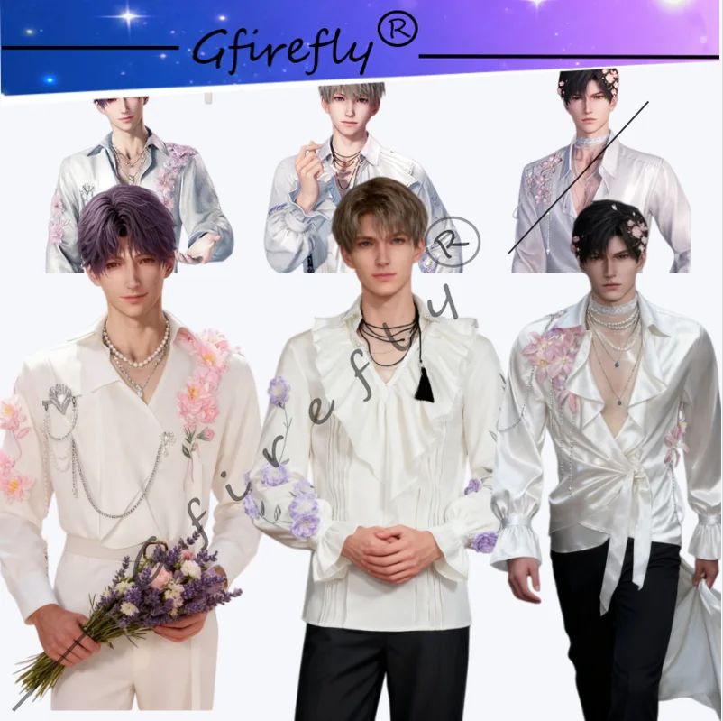 

Love and Deep Space Cosplay Costume Xavier Zayne Rafayel Game Flower White Shirt Character Same Style Comic Exhibition