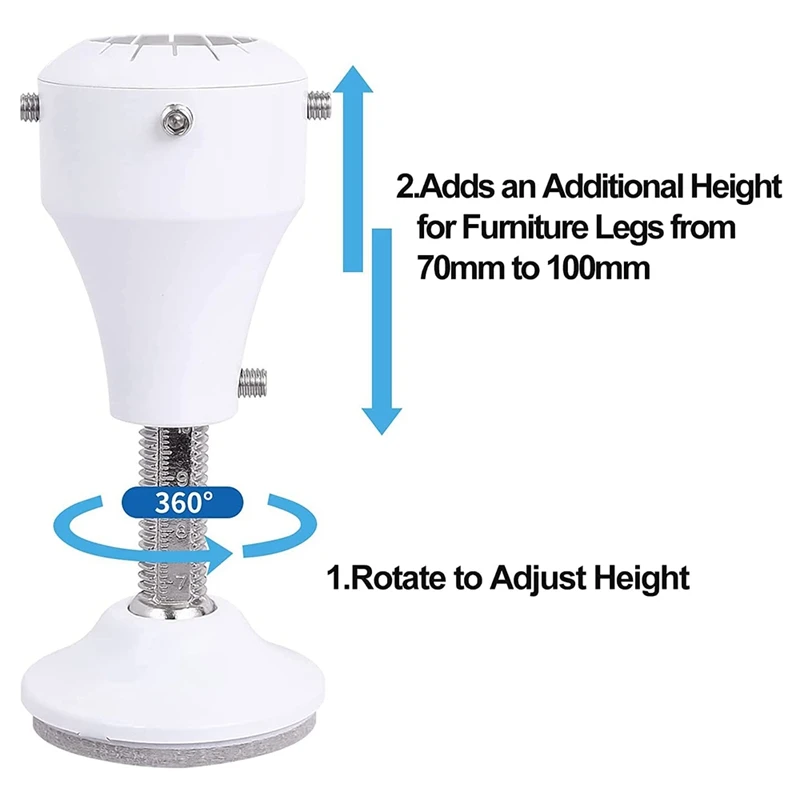 Paquete de 4 elevadores de cama ajustables 360 °   Base elevadora giratoria para muebles, ajuste para silla, mesa, escritorio, sofá, diámetro de los pies