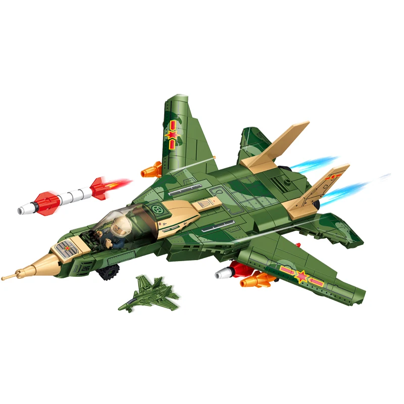 Military Tomcat F-14 Super Fighter Plane Building Blocks World War 2 Action Figure Bricks WW2 Classic Model Kids MOC Toys Gifts