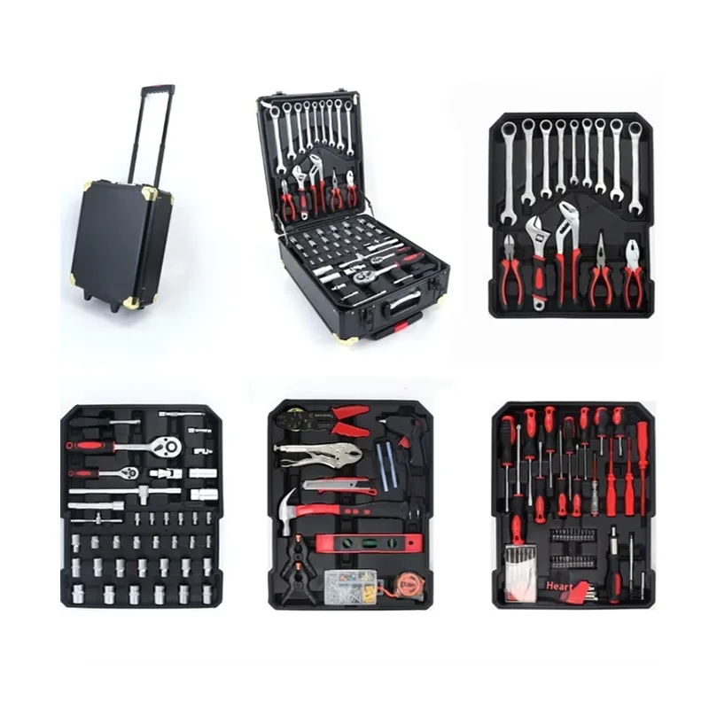 고품질 399피스 스틸 조합 공구 세트 공장 직판 트롤리 케이스 4단 하드웨어 수동 공구