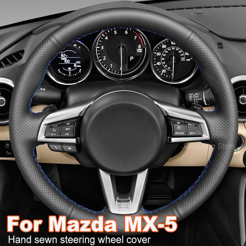 

DIY Customized Hand-Stitched Non-slip Black Leather Car Steering Wheel Cover For Mazda MX-5 MX5 2016-2020 Interior Accessories