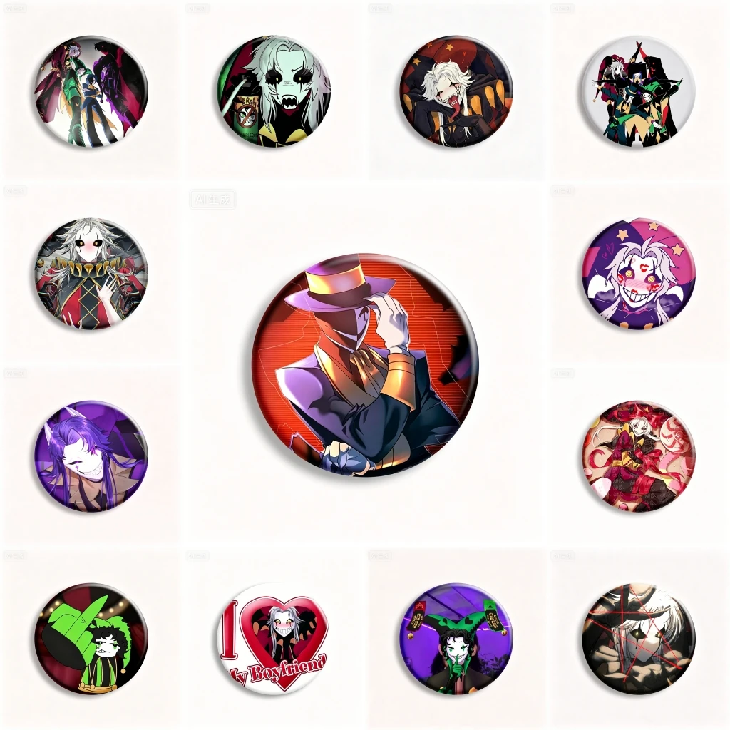 58mm Anime The Freak Circus Game Pierrot Harlequin Cosplay COSTUME Badge Pin SPTE Tinplate Brooch﻿ Prop Xmas Gilf