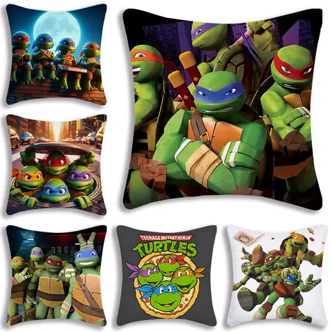 만화 T-T-거북이 베개 커버 N-NinjaS 만화 소파 장식 홈 양면 인쇄 짧은 플러시 귀여운 쿠션 커버 Best5