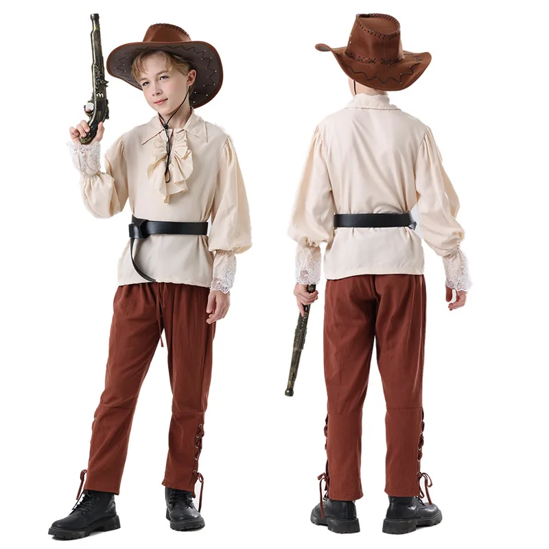 قميص عصر النهضة المكشكش للرجال سروال القراصنة فيكتوريا زي الهالوين في العصور الوسطى