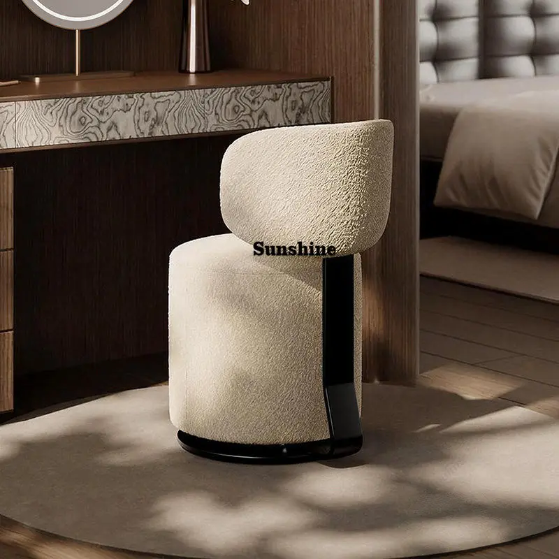 

Light luxury minimalist rotating makeup stool bedroom, metal backrest stool