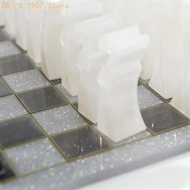 

International Chess Resin Molds Silicone Checkers Epoxy Molds Chess Resin Casting Mold for DIY Making Home Decor 55KA