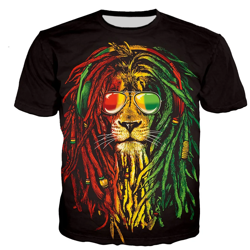 

Summer New Fashion 3D Lion Printed Men's T-shirt Funny Casual Harajuku Style Trendy Streetwear Loose Comfortable Crew Neck Tops