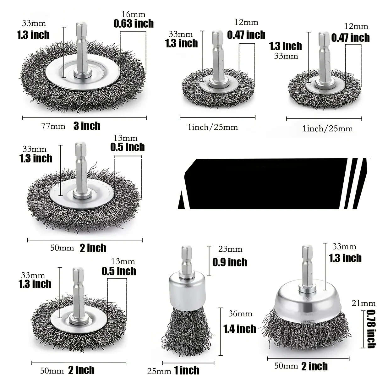 Wire Brush Wheel Cup Brush Set 10 Pack,Wire Brush for Drill 1/4 Inch Hex Shank 1/4 Inch Coarse Carbon Steel Crimped Wire Wheel