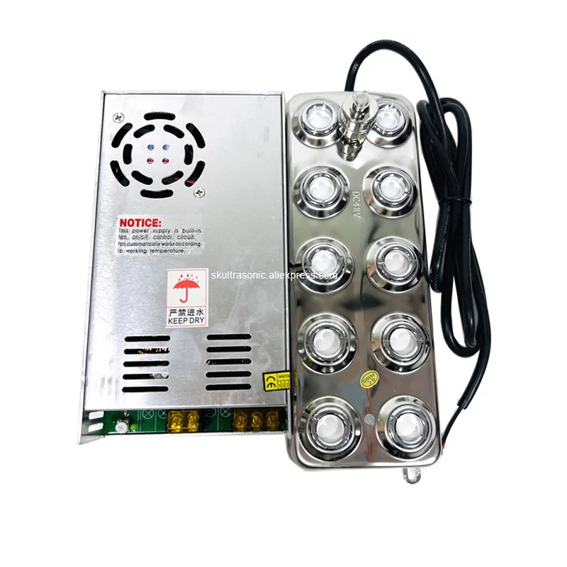Ultrasonic Incubator Mist Maker Ultrasonic Humidifier 10Head Ultrasonic Fogger For Mushroom Growing