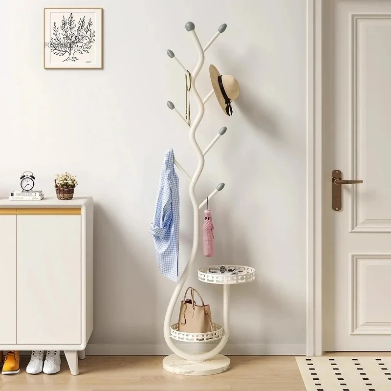 Cream Style Clothes Racks Standing Home Furniture Living Room Vertical Storage Coat Rack Stand Bedroom Dress Hanger Indoor