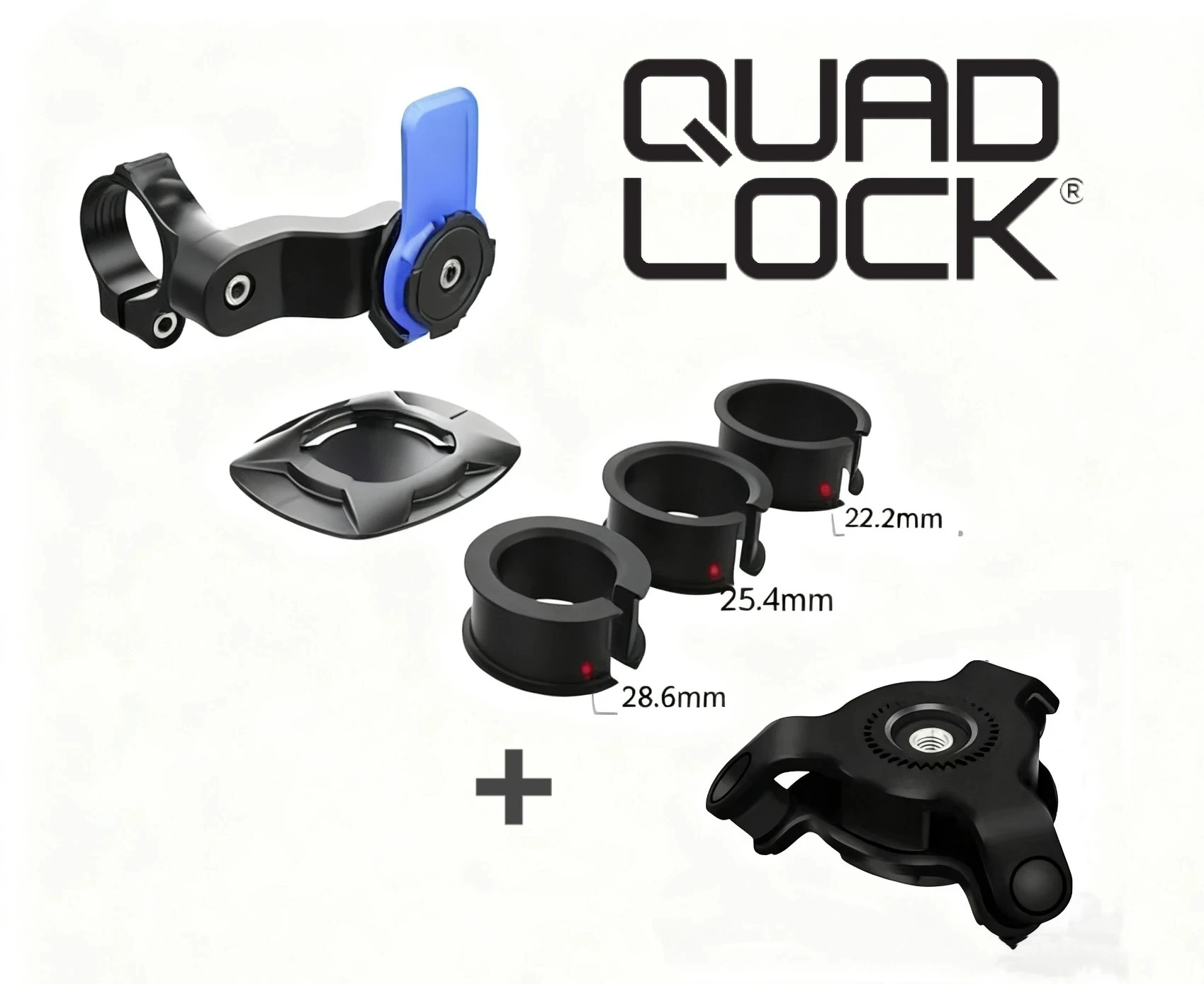 QUAD  LOCK   MountainBikePhone Mount Stem360° Rotating Aluminum Holder forRoad Bike, AdjustableCell Phone Holder Fit 4-7" Phones