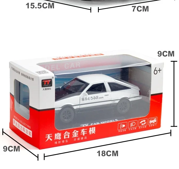 Simulation 1:32 Toyota AE86 Car Model Diecast Toys Vehicles Sound Light Children Boys Birthday Gift Pullback Voiture Miniature