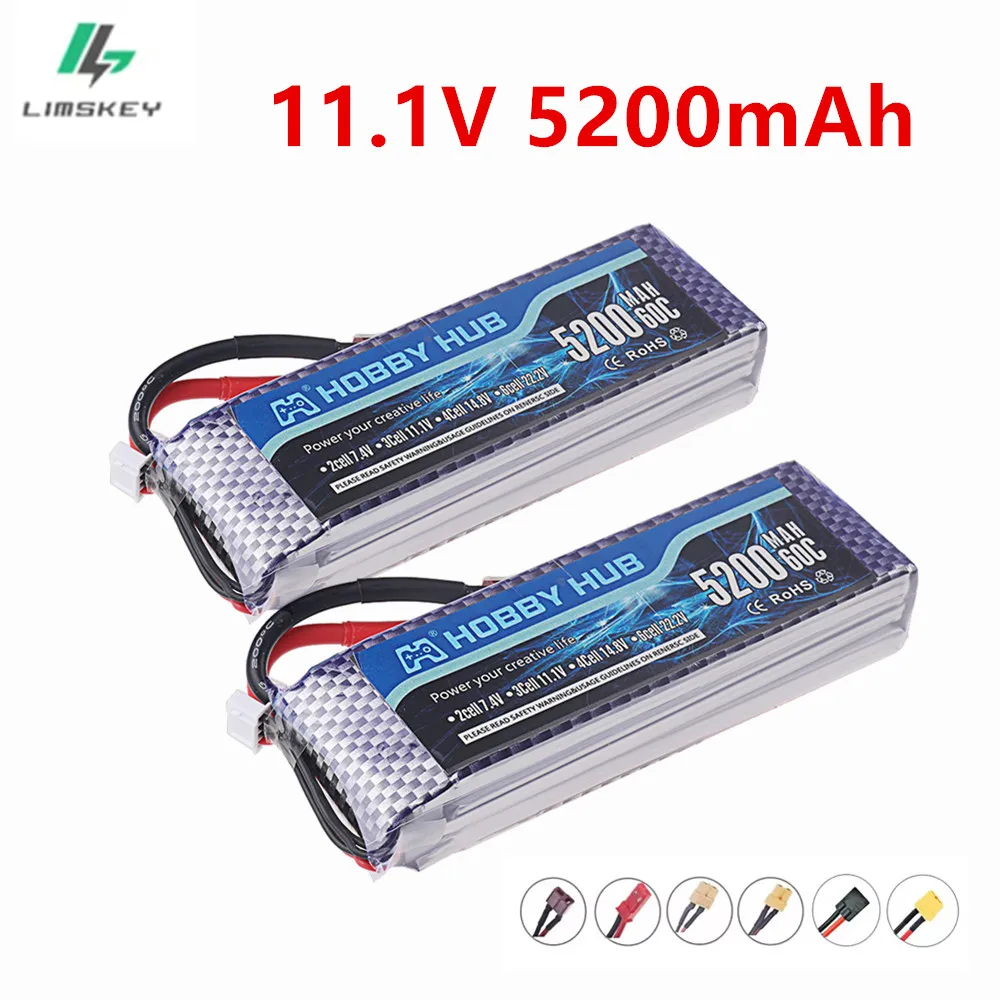 3S Lipo 11.1V 5200MAH Battery 60C For RC Drones Quadcopter Helicopter Boat Spare Batteries With Deans T XT60 XT90 EC5 Connector