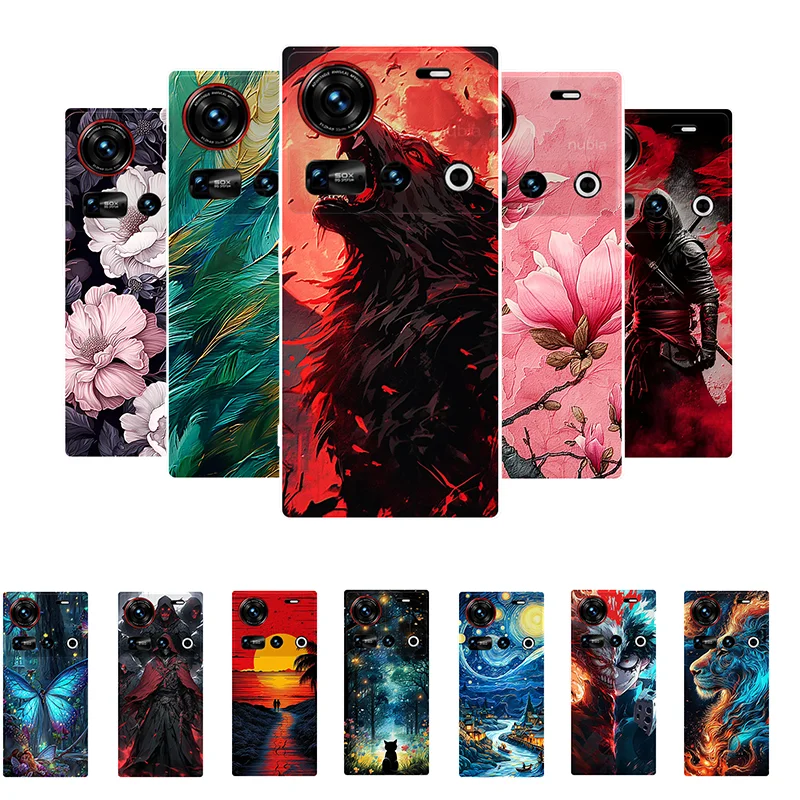 

For ZTE Nubia Z70 Ultra Case Flowers Wolf Soft Silicone Phone Cover for Nubia Z70 Ultra TPU Coque Z70Ultra Shockproof Fundas