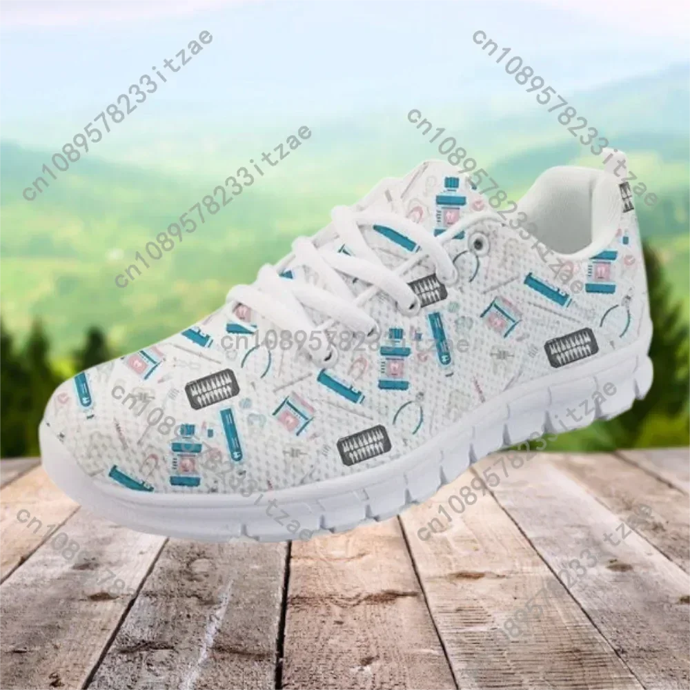 Casual Black Lace Up Flats Shoes Girls Funny 3D Cartoon Dentist/Teeth Printed Woman Summer Sneakers Fashion Footwear