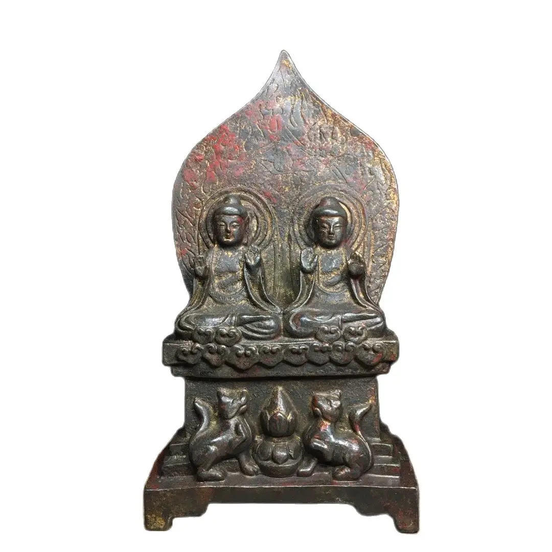 Buddha-Statue aus reinem Kupfer 12,5 Zentimeter lang, 6 Zentimeter breit und 22 Zentimeter hoch mit einem Gewicht von Gramm