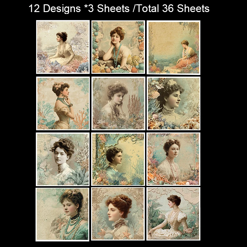 36枚のスクラップブッキング用紙（6インチ×6インチ）：折り紙、スクラップブッキング、かわいいジャンクジャーナル用のかわいい漫画/水玉模様のプリント。