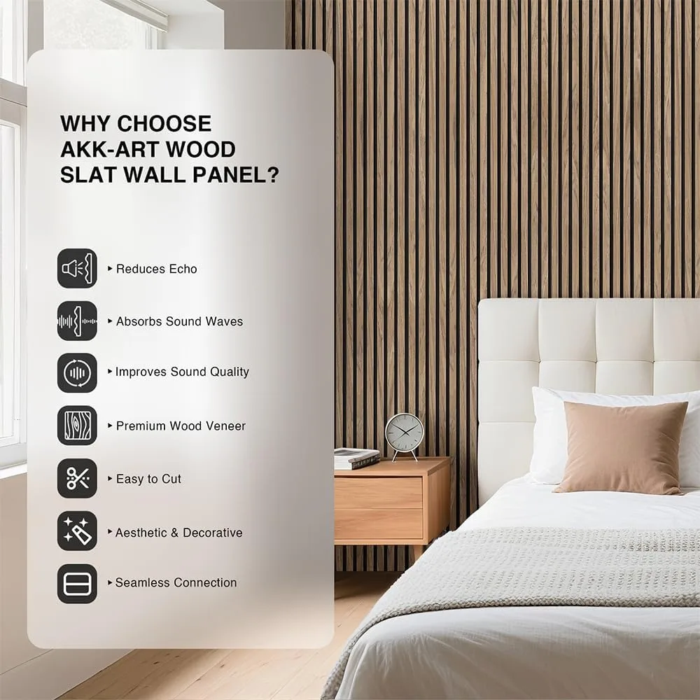 لوحة حائط خشبية مقاس 47.2 × 23.6 (15.5 قدم مربع) | ألواح حائط عازلة للصوت وصوتية للديكور الداخلي | الألواح الخشبية للجدار
