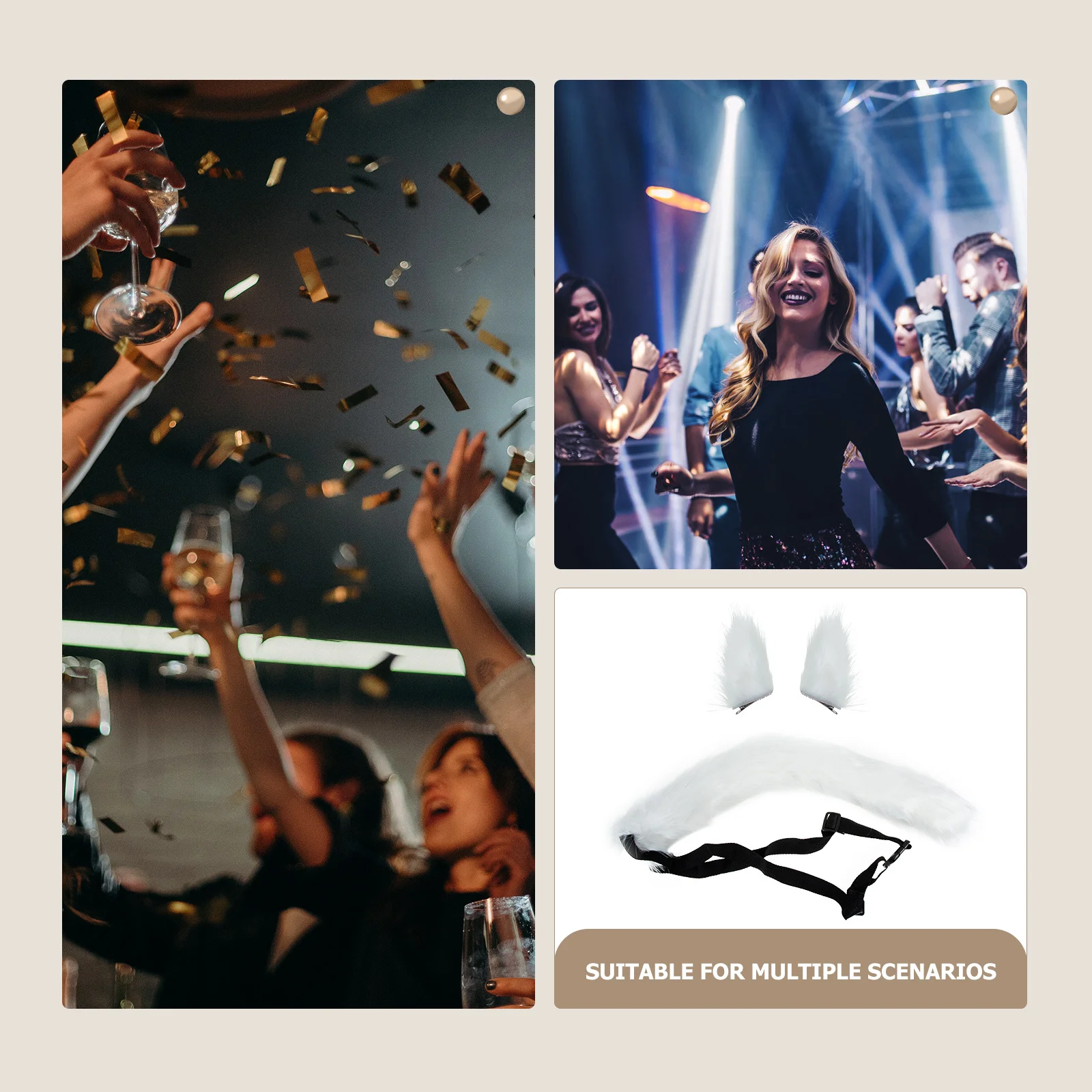 1 세트 고양이 귀 고양이 꼬리 세트 사랑스러운 내마모성 모피 코스프레 의상 파티 모임 장식 액세서리