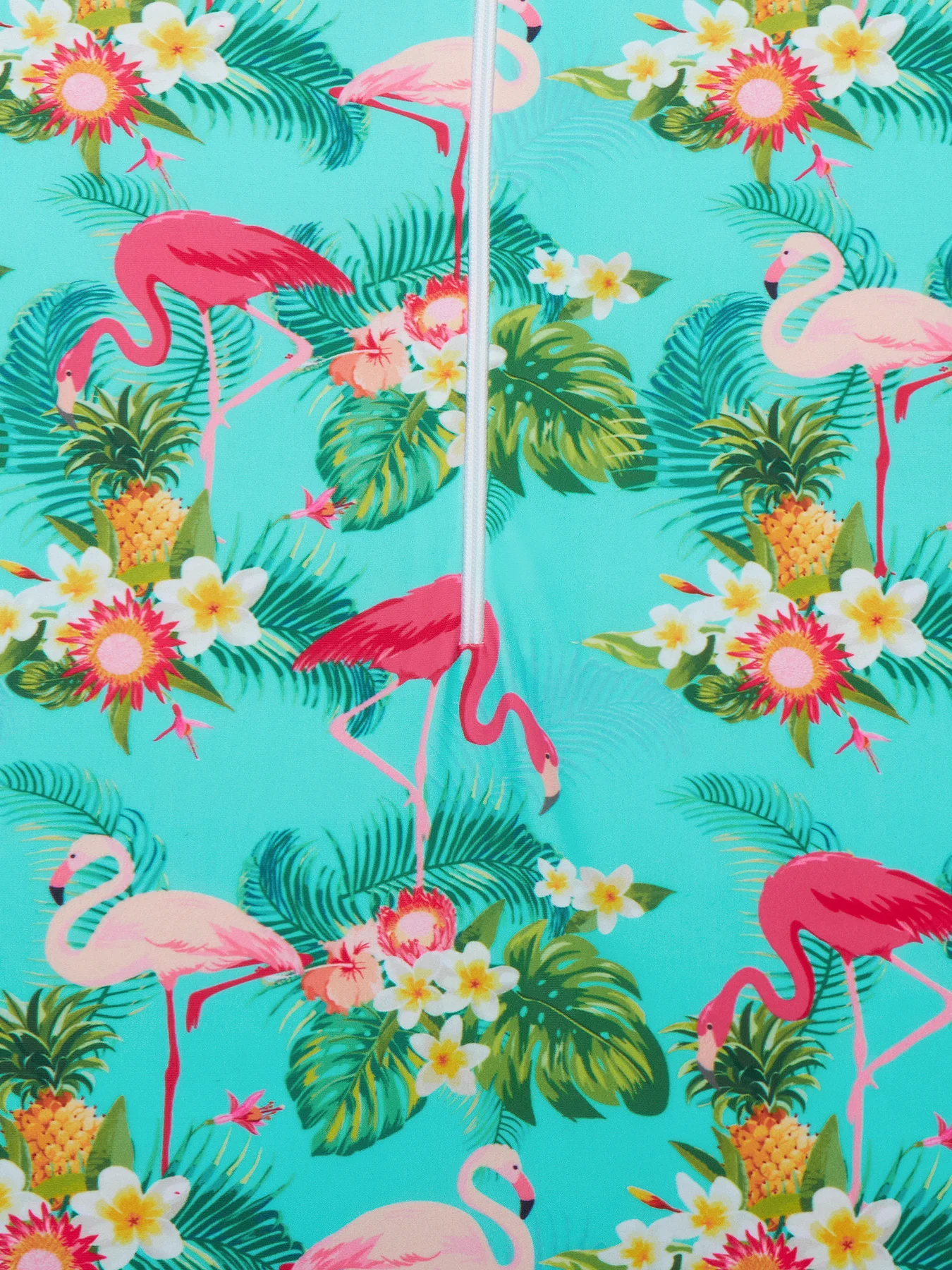 سماوي اللون قطعة واحدة ملابس الاطفال فتاة طويلة الأكمام فلامنغو طباعة ملابس السباحة الشاطئ المياه اللعب الصيف لباس سباحة Boyleg السراويل