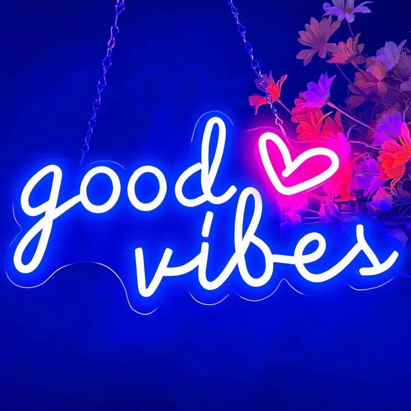 

Good Vibes Neon Sign for Wall Decor,USB Powered LED Neon Signs for Living Room Bar Game Room Hotel Birthday Party Restaurant