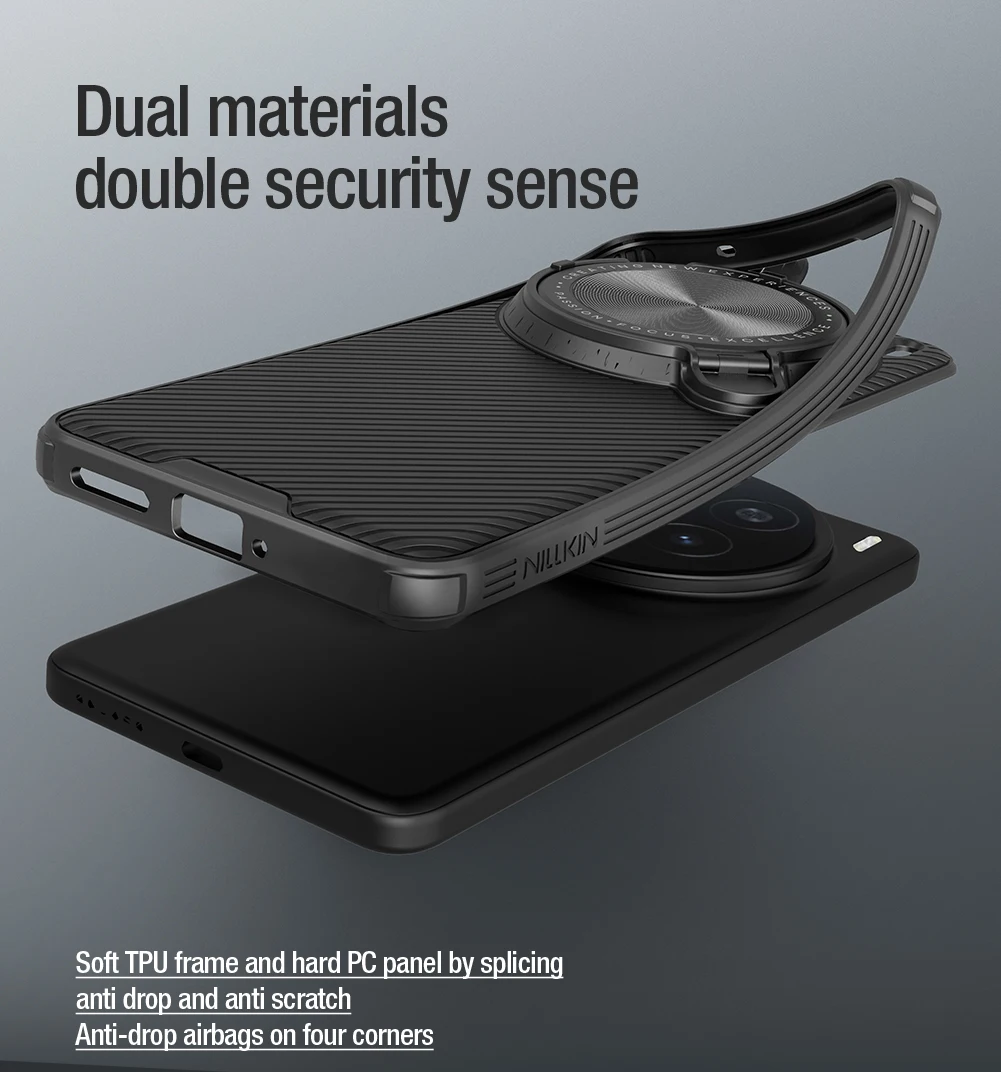 Nillkin für Vivo X200 Pro, magnetische Hülle, Magsafe-Kameraobjektivabdeckung, Ständer, 360°, All-Inclusive-Ecken, stoßfeste Telefon-Hartschale