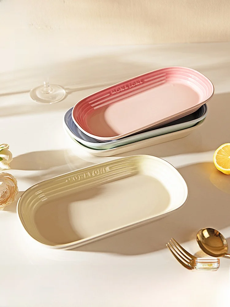 

Modern Housewife MONAZONE Large Size Cerc Fi Plate Rectangular Sted Fi Di Breakfast Plate adient Pattern Home Use