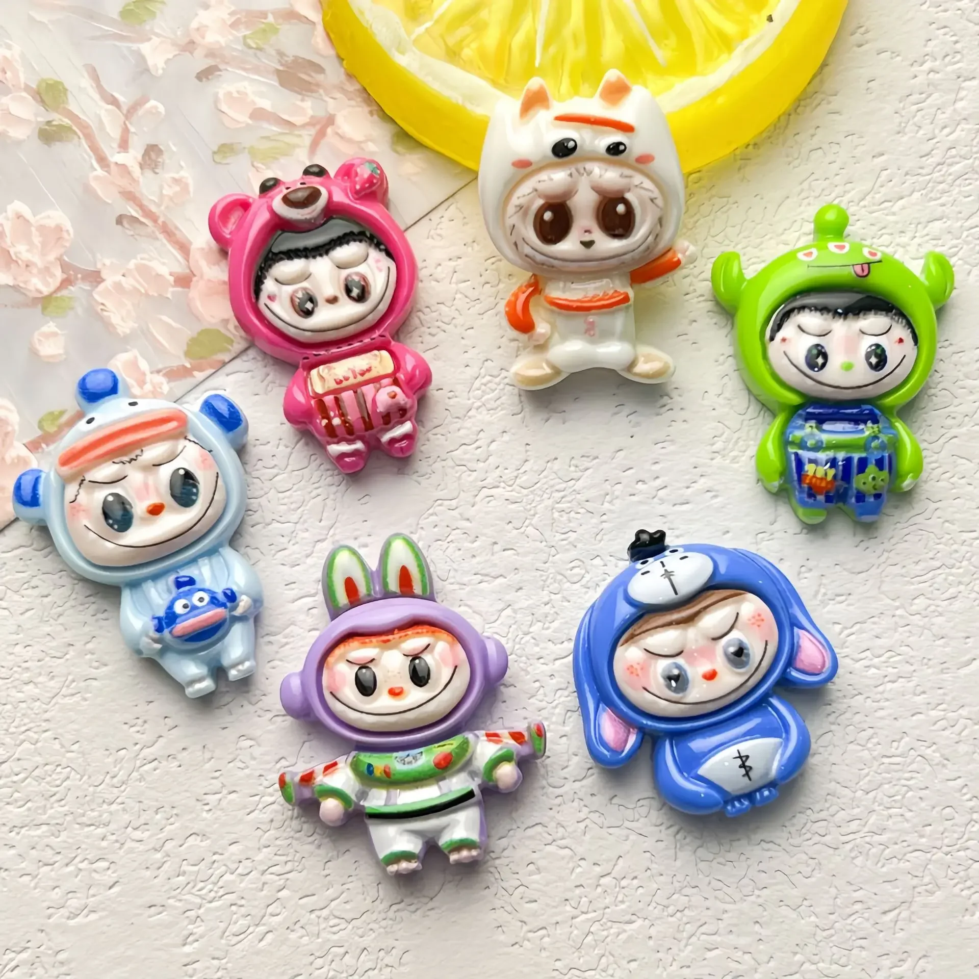 5Pcs Cute shidizai Cartoon Resin Flatback Diy Kawaii Resin Accessories Crafts Materials Scrapbooking Embellishment