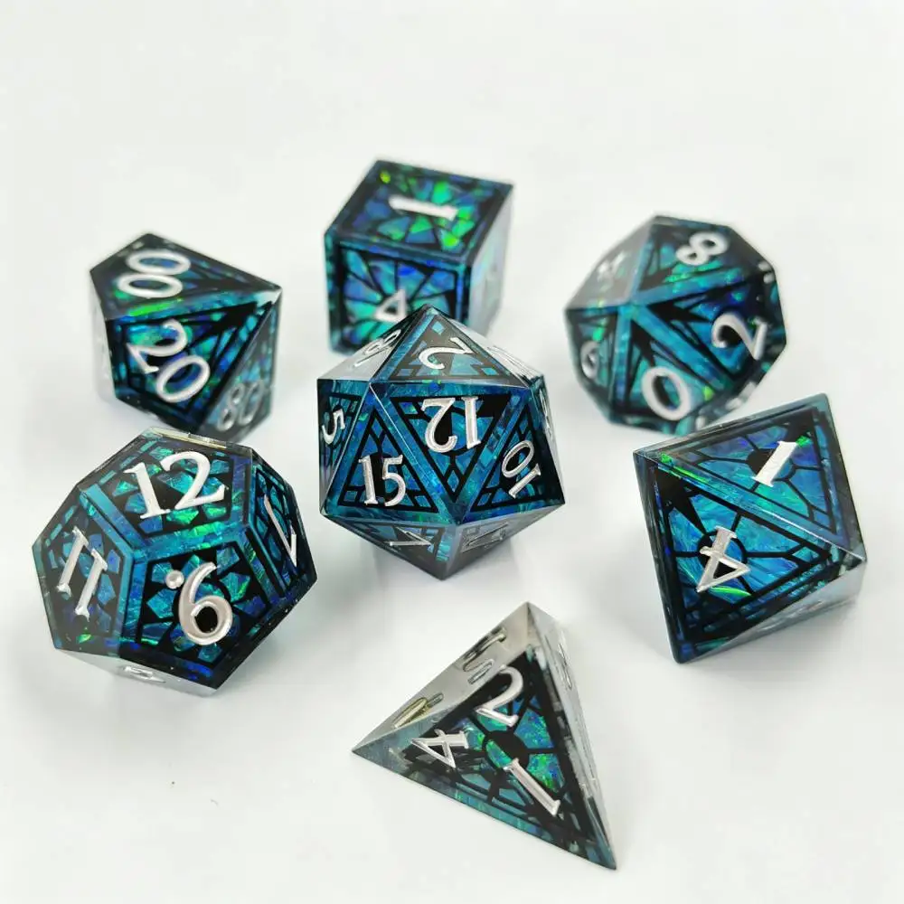 European Glass Window Pattern Dice Board Game Polyhedral Dice, Dnd Role-Playing Dice for Dungeons & Dragons Tabletop RPG Game