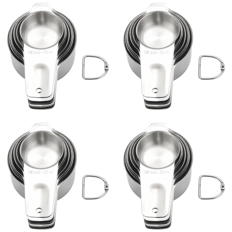 

ABUN-Measuring Cups With 1/8 Cup Coffee Scoop,Stainless Steel Metal Measuring Cup, 28 Piece Stackable Set With Spout
