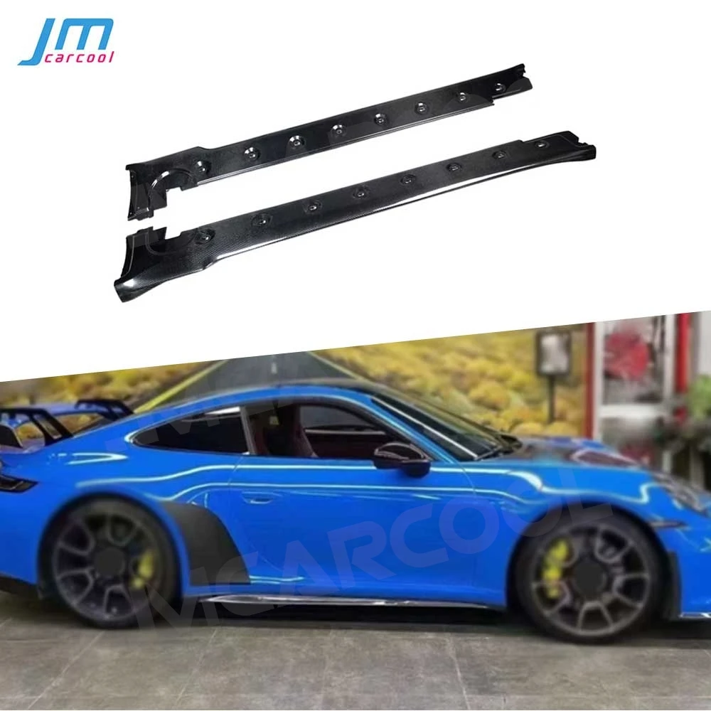 

Car Carbon Fiber Side Skirt Rocker Panels Spolier Body Kit Extension For Porsche 911 992 2022+ Scratch Protector Accessories