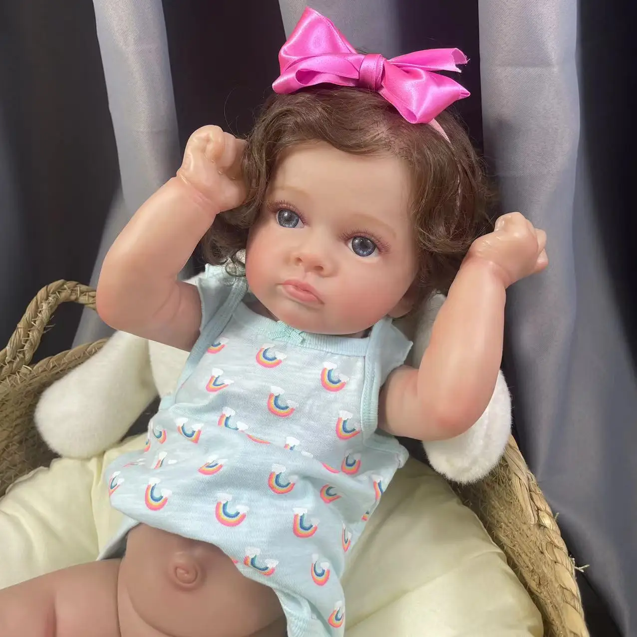 53CM Full Body Vinyl Meisje Waterdichte Reborn Pop Tutti Gezicht Handgedetailleerd Schilderen met Zichtbare Aderen Levensechte 3D Huidskleur Cadeau