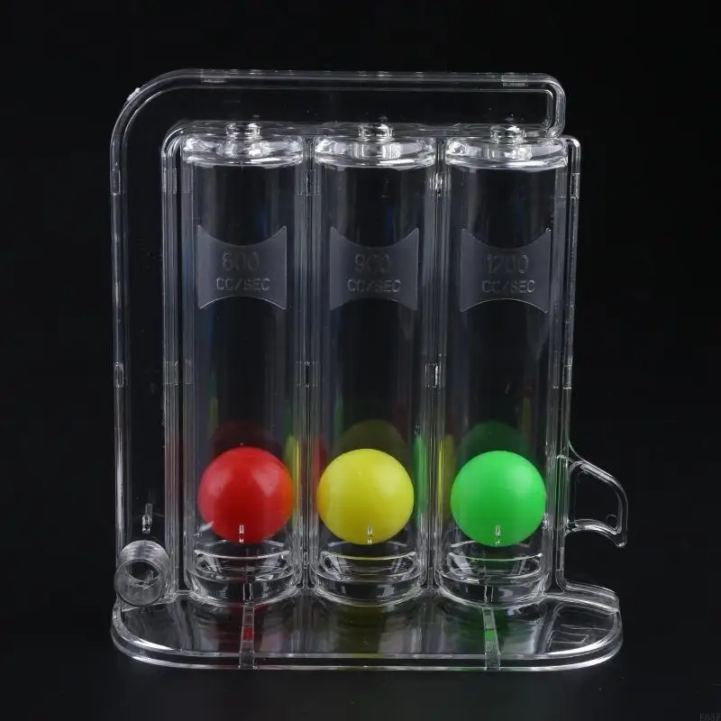 E65F 3-Ball Deep Breathing Exerciser Capaciteit Trainingsapparaat Incentive Spirometer Spirometrie Ademoefeningen en metingen
