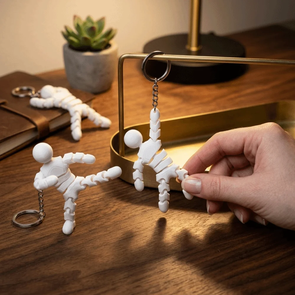 3D Printed 3D Printed Keychain Movable Joints Flexible Movement Movable Joint Keychain Creative Styling Ease Daily Tension