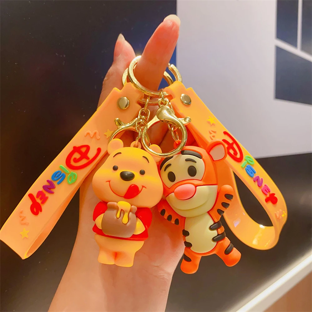 Disney Winnie Piglet Tigger Keychain Cartoon Anime Cute Doll Bag Pendant Car Keychain Bag Charm Accessories Small Gift