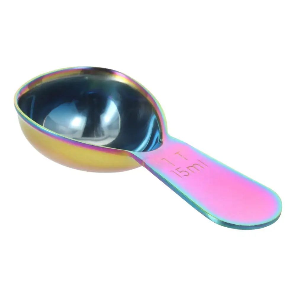 2pcs Stainless steel Coffee Scoop 15ml,30ml Rainbow Rainbow Tablespoon Short Long Handled Tablespoon Measuring Spoon