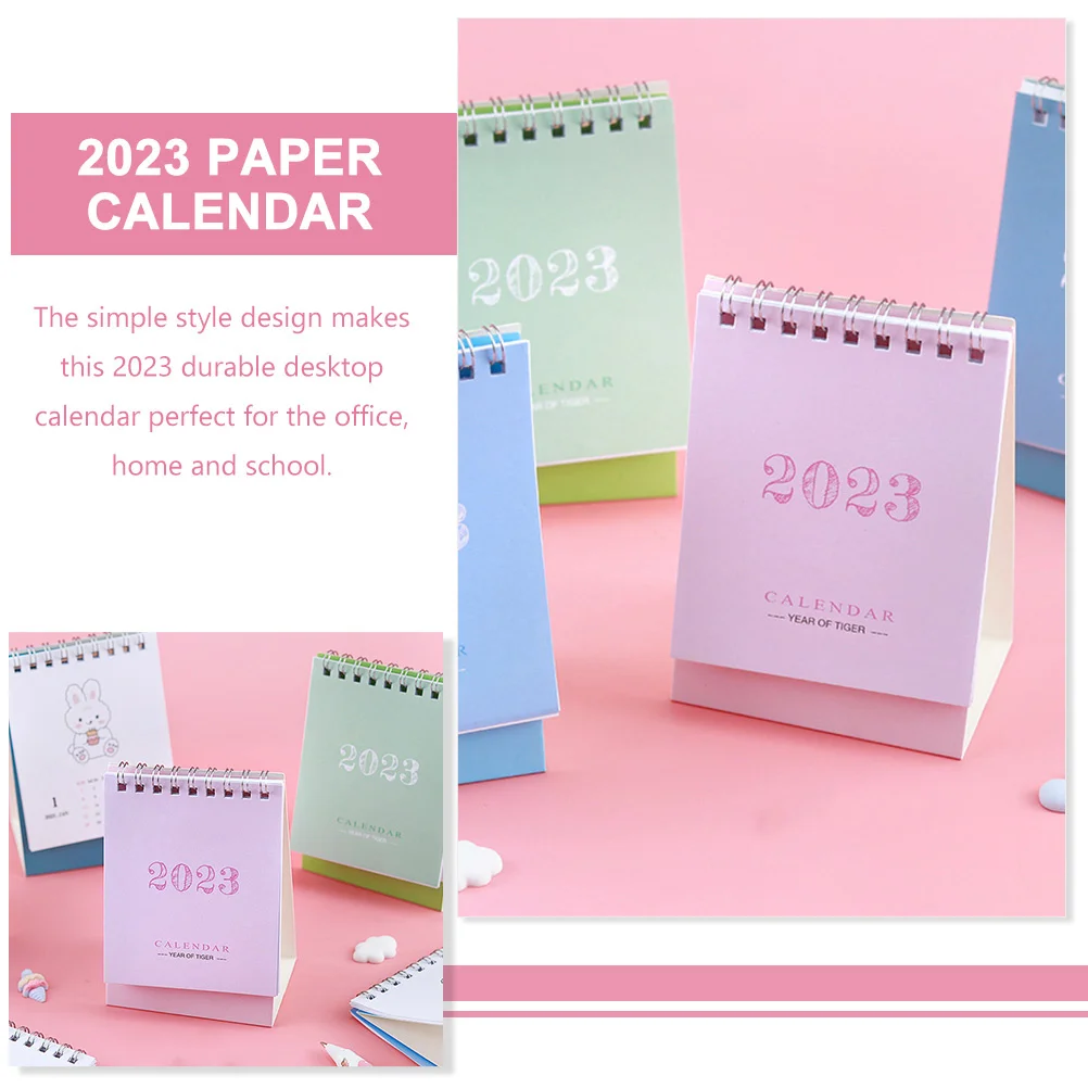 1pc Desktop Calendar 2023 Paper Standing Triangular Base Simple Small Calendar For Office Home School Students Schedule