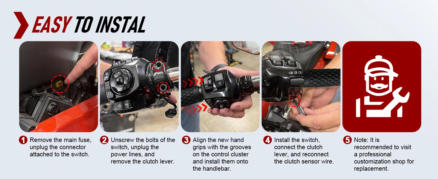 1"-Lenkergriffe für Harley 2023-Up CVO Street Road Glide, 2024-Up Street Road Glide, 2025-Up Street Glide Ultra und Softail – Detail 6