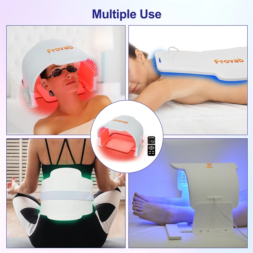 Frovab Face LED Light Therapy Mask หน้ากาก LED Face Mask ผลิตภัณฑ์บํารุงผิวสําหรับใบหน้าและคอผิวกระชับการผลิตคอลลาเจนลดริ้วรอย