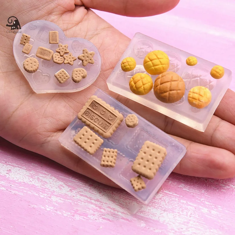 ミニビスケットパンドーナツシリコーン型 DIY 食品デザートおもちゃ陶器粘土樹脂アートモールドケーキ装飾ドールハウスアクセサリー