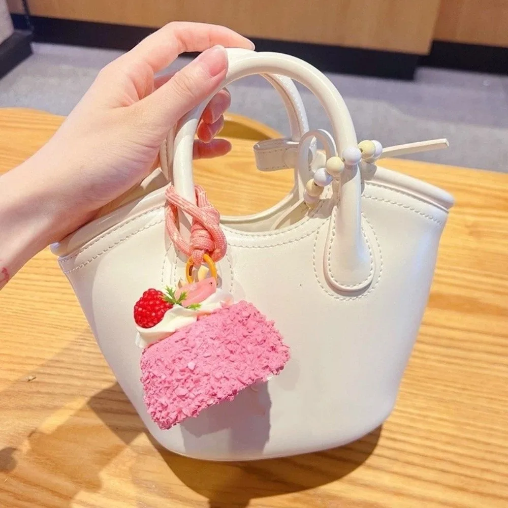 Bag Charm Realistic Simulation Cake Keychain Strawberry Chocolate Fruit Mousse Cake Pendant Decoration Cream Cake Hanging Gift