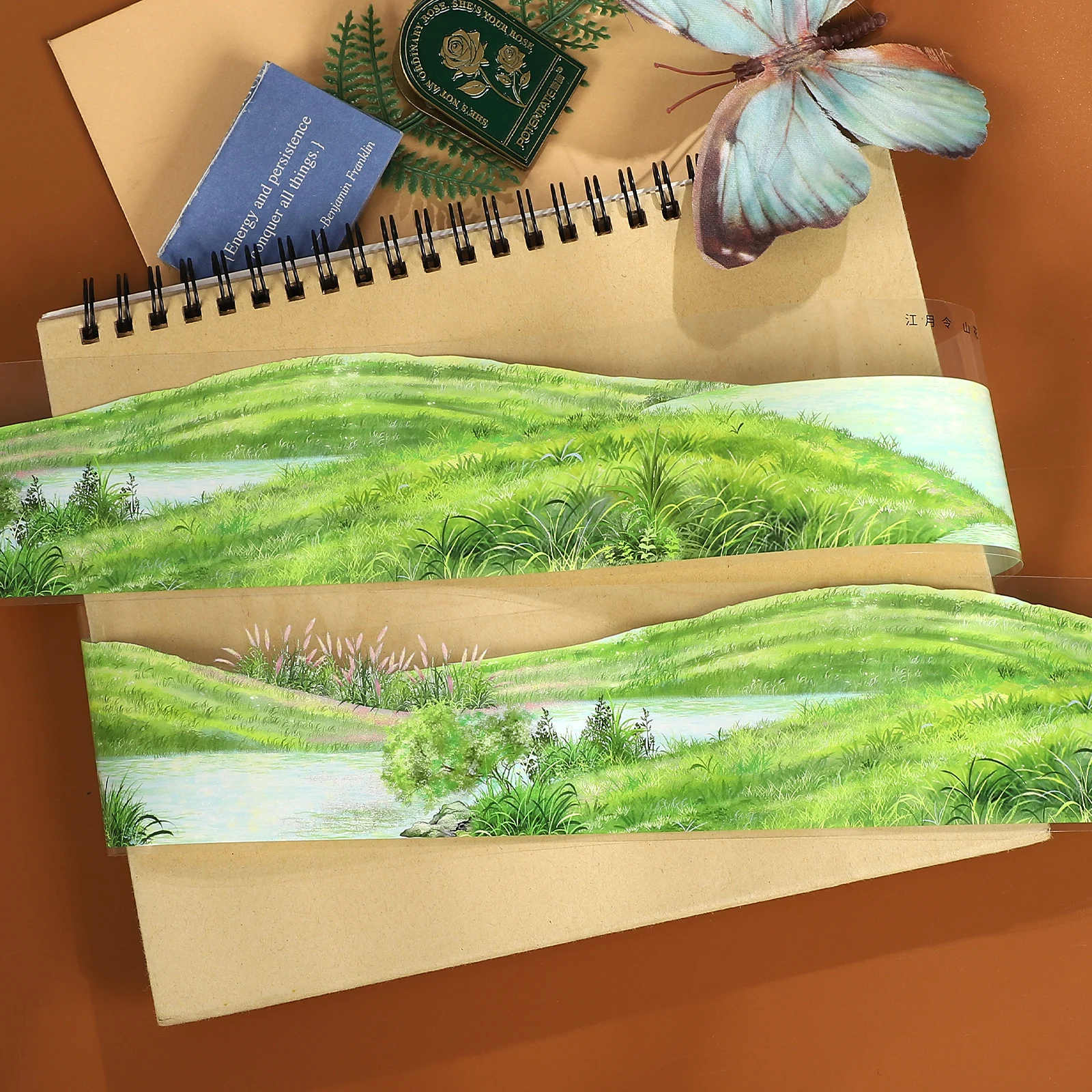 60mm*5m Vintage Field Grass Flower Landscape PET Tape Creative DIY Journal Material Collage Scrapbooking Stationery