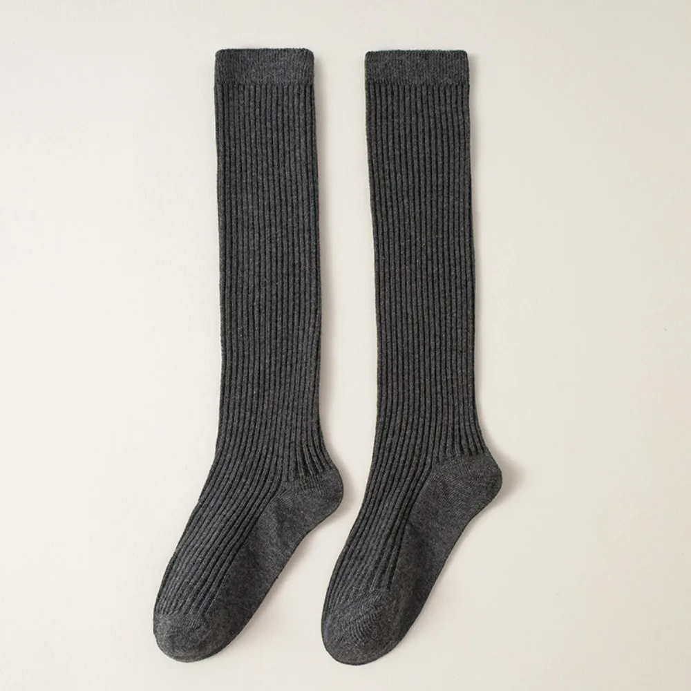Korean Solid Girls Knee High Socks Cotton Seamless Long Socks Calf Socks Spring Autumn Dress Socks for Kids