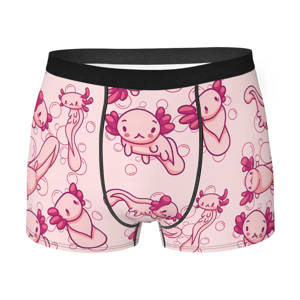 Kawaii Babies Cute Pink PatternAxolotl Underpants Breathbale Panties Male Underwear Comfortable Shorts Boxer
