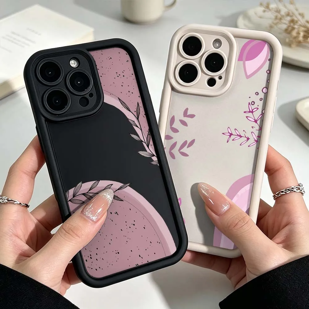 Fashion Flowers Grass Pattern Phone Case For Apple iPhone 17 Air 16 15 14 13 12 11 Mini Plus Pro Max Eye Ladder Silicone Cover