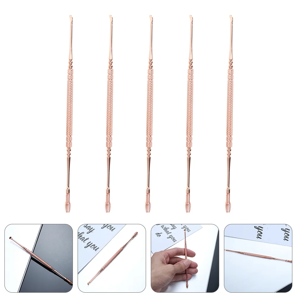 

5Pcs Portable Ear Pick Tools Ear Cleaning Tools Ear Care Earpicks (Rose Gold) Sturdy Ear Wax Spoon Removal Tool